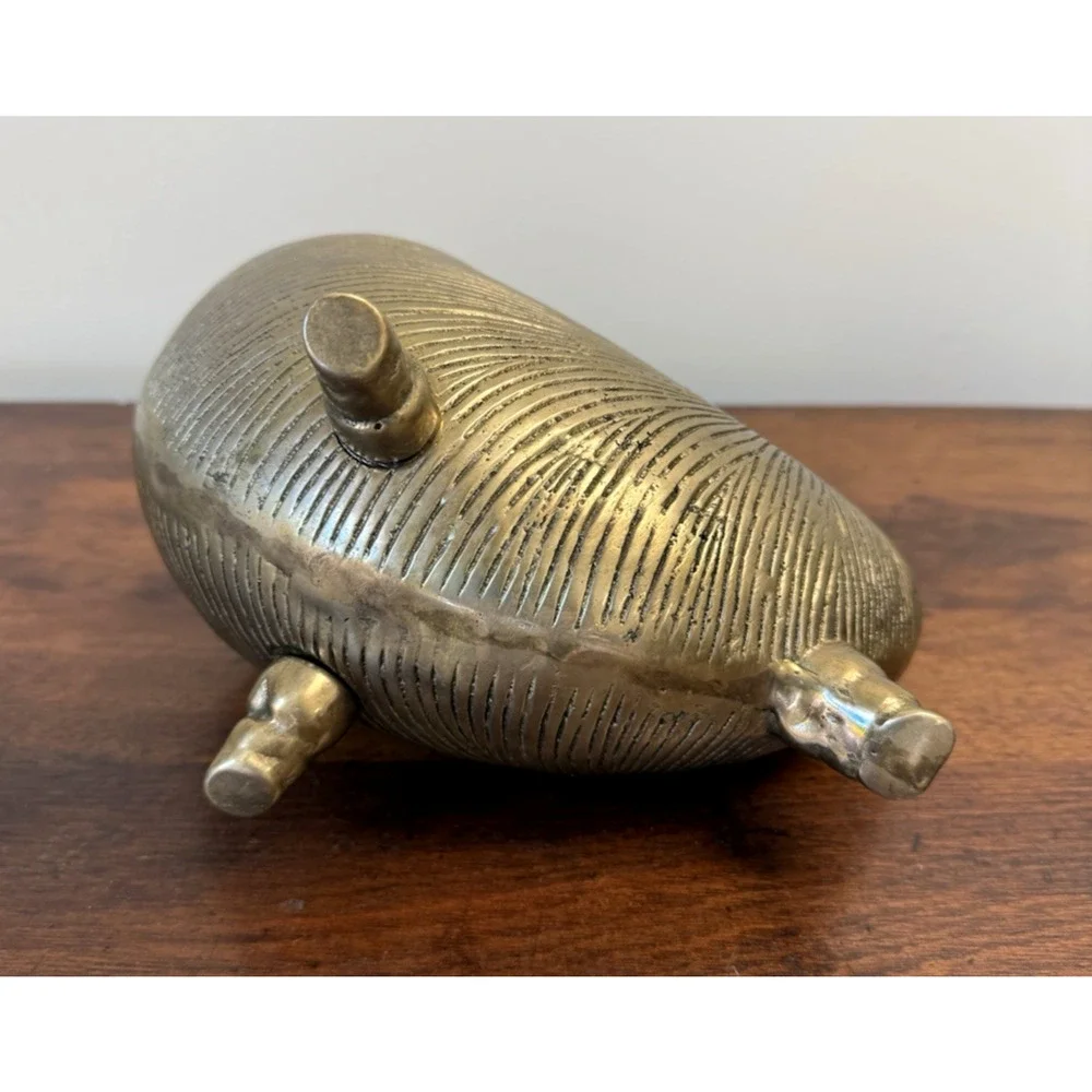 Vintage Brass Nautilus Shell Planter Cachepot Footed MCM Hollywood Regency 8